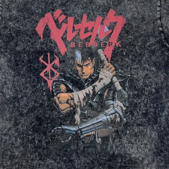 BERSERK "Guts" Distressed Vintage Style Graphic Print T-Shirt (Black | Size XL) - Picture 3 of 4